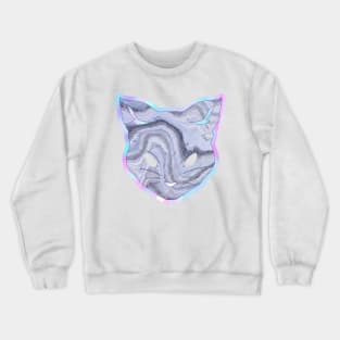 Geode prismatic iridescent gemstone cat Crewneck Sweatshirt